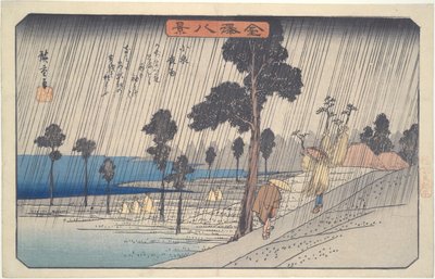 المطر الليلي في كويزومي: المناظر الثمانية لكانازاوا بواسطة Utagawa Hiroshige