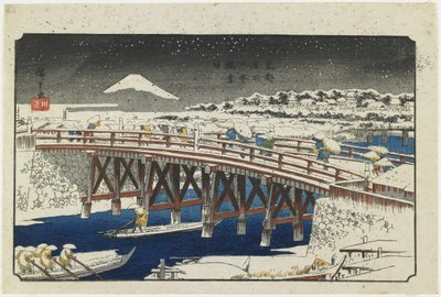 جسر نيهونباشي في الثلج ، 1839-1842 بواسطة Utagawa Hiroshige