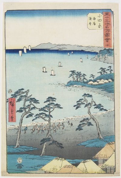رقم 10 بيت الصيادين على الشاطئ ، أوداوارا ، يوليو 1855 بواسطة Utagawa Hiroshige