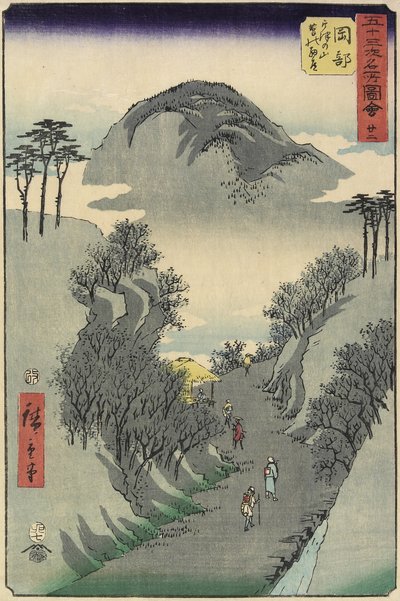رقم 22 جبل أوتسو ، أوكابي ، يوليو 1855 بواسطة Utagawa Hiroshige