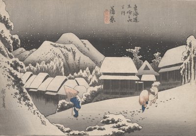 رقم 16 "ثلج الليل" من 53 محطة في توكايدو ، ج .1833 بواسطة Utagawa Hiroshige