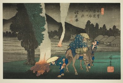 ل. 19: كارويزاوا ، من Teseri s "Shi x t y ne s t on s of te kisokaid (kisokaido rokujukyu tsugi no uchi)" بواسطة Utagawa Hiroshige