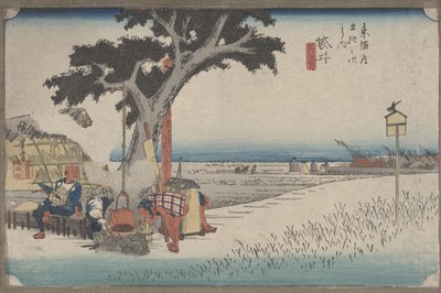 رقم 28 "كشك شاي في الهواء الطلق في فوكوري" من 53 محطة في توكايدو بواسطة Utagawa Hiroshige