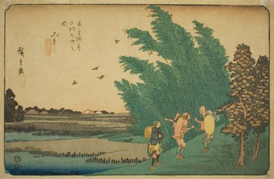 ل. 56: Mieji ، من Teseri s "Shi x t y ne s ta on s of Te kisokaido" بواسطة Utagawa Hiroshige