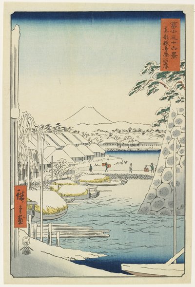 ضفة السقية في العاصمة الشرقية ، أبريل 1858 بواسطة Utagawa Hiroshige