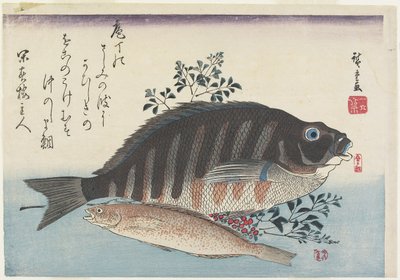 فروع Sea Bream و Sweetfish و Nandina ، ج. 1840 بواسطة Utagawa Hiroshige