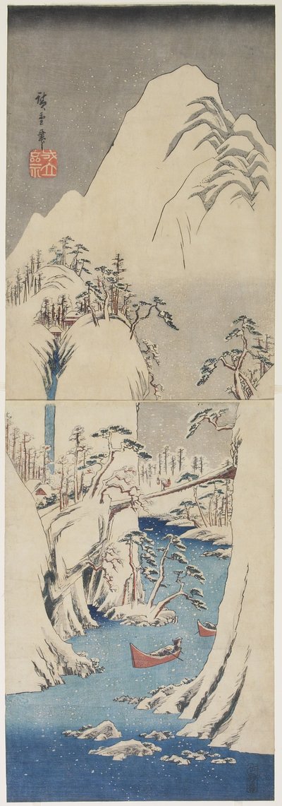 مشهد الثلج عند نهر فوجي ، ج. 1842 بواسطة Utagawa Hiroshige
