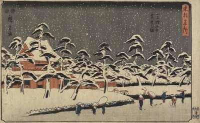 منظر ثلجي لمعبد Zo_jo_ji في شبعا ، 1847-1852 بواسطة Utagawa Hiroshige