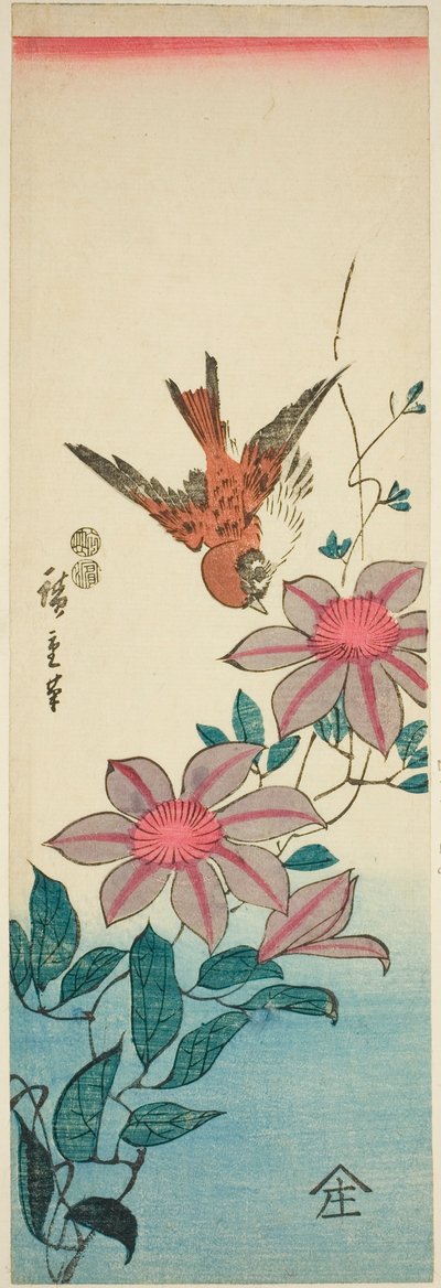 عصفور وياسمين في البر بواسطة Utagawa Hiroshige