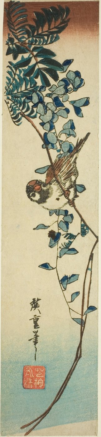 العصفور والويستارية بواسطة Utagawa Hiroshige