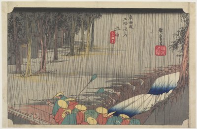ربيع المطر ، Tsuchiyama ، ج .1833 بواسطة Utagawa Hiroshige