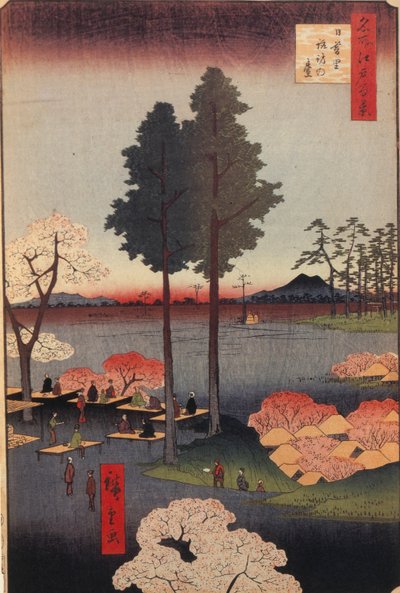 Suwa Bluff في Nippori مائة مشاهدة شهيرة لإيدو ، 1856-1858 بواسطة Utagawa Hiroshige