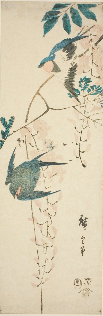 السنونو والويستارية بواسطة Utagawa Hiroshige