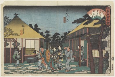 تاجوايا أمام معبد أونجى ، ج. 1835-1842 بواسطة Utagawa Hiroshige