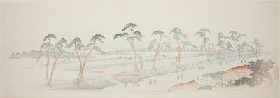 Takada Riding Grounds (تاكادا بابا) ، من سلسلة "ثلاثة عشر مشهدًا لبيئات إيدو". بواسطة Utagawa Hiroshige