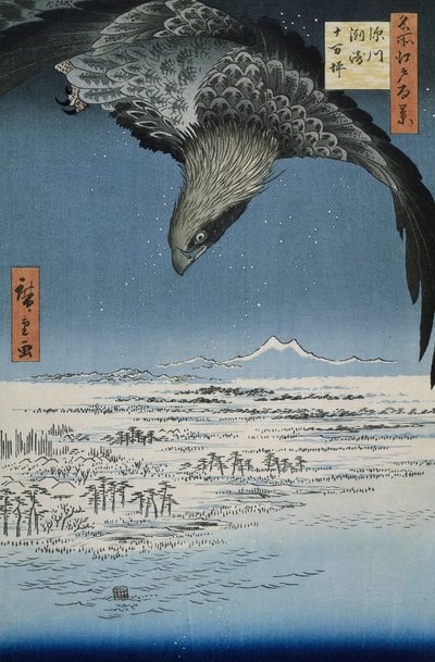 سهل جومانتسوبو في سوساكي بالقرب من فوكاجاوا ، 1857 (قطع خشبية ملونة) بواسطة Utagawa Hiroshige