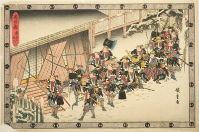 الهجوم الليلي ، الجزء 2: اقتحام (Youchi ni، rannyu) ، من مسلسل "The Revenge of the Loyal Retainers (Chushingura)" بواسطة Utagawa Hiroshige