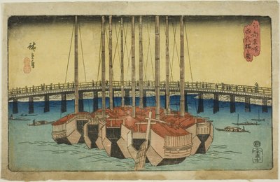 Vie w of Eitai Bridge (صورة جسر Eitai) ، من te serie s بواسطة Utagawa Hiroshige
