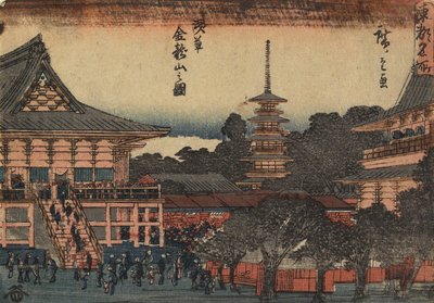 منظر لمعبد كينريوزان في أساكوسا ، ج .1841 بواسطة Utagawa Hiroshige
