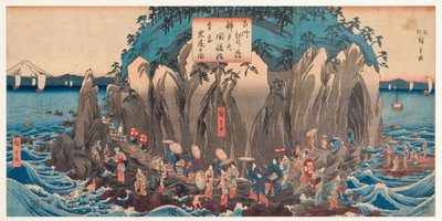 منظر لحج إلى كهف وضريح بنزايتن في إنوشيما ، ساجامي ، c.1850-51 (woodblock) بواسطة Utagawa Hiroshige