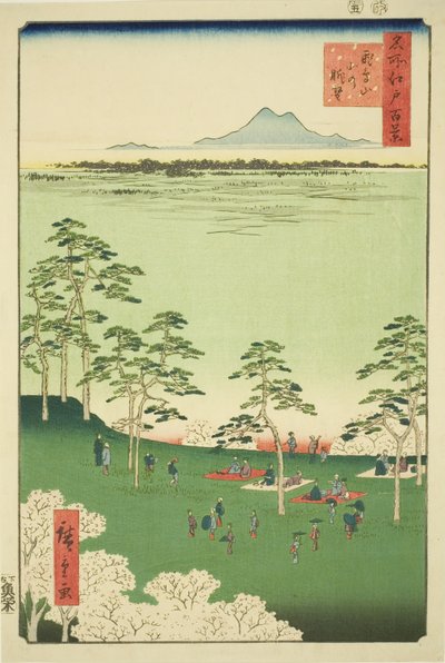 Vie w and te rth من Asuka pull (يرتدي Asukayama قليلاً) ، من سلسلة te "Ridge for rges vie ws of Edo (مائة منظر مشهور لإيدو)" بواسطة Utagawa Hiroshige