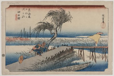يوكايتشي: منظر لنهر مي ، من سلسلة المحطات الثلاث والخمسون لتوكيدو ، c1833-34. بواسطة Utagawa Hiroshige