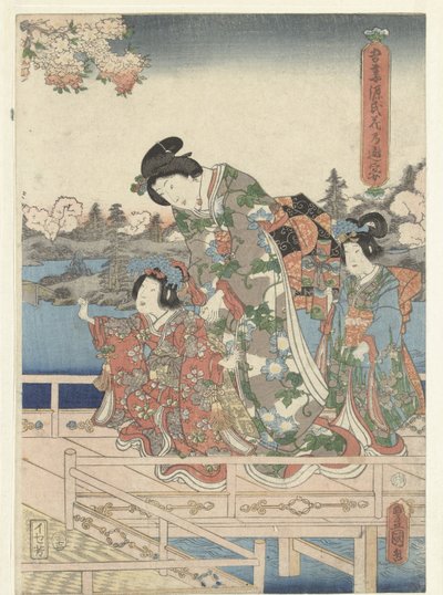 مأدبة الربيع لجنجي الشرقية Azuma Genji hana no yuen (العنوان على الكائن) بواسطة أوتاغاوا كونيسادا (أنا)