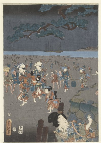 جمع القذائف على شاطئ أكاشي Akashi no ura shiogari no zu بواسطة ياماغوتشيا توبي
