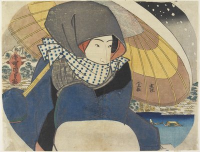 (امرأة ترتدي غطاء محرك السيارة مع مظلة) ، 1818 بواسطة أوتاغاوا كونيسادا