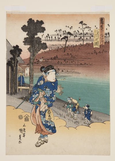 منظر لـ Futakawa (Futakawa no zu) (طباعة بالألوان الخشبية) بواسطة أوتاغاوا كونيسادا