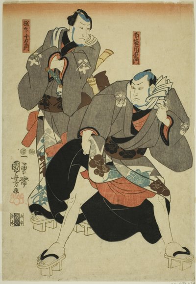 Actors as Hotei Ichiemon and Gokuin Chiemon بواسطة Utagawa Kuniyoshi