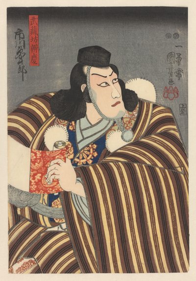 Benkei ممسكًا بيده بواسطة Utagawa Kuniyoshi