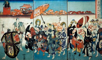 كونيوشي الشجاع بتصميم بولونيا (Isamashiki Kuniyoshi kiri no tsuimoyō) 1848 بواسطة Utagawa Kuniyoshi