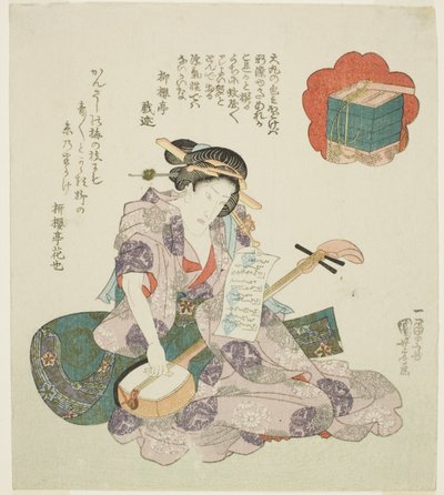 الزهور: Onoe Kikugoro III ، من سلسلة غير معنونة من الممثلين الذين يمثلون الثلج والقمر والزهور بواسطة Utagawa Kuniyoshi