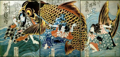 إيواي كومسابورو الثاني بدور كاتسوشيكا نو أوجو بواسطة Utagawa Kuniyoshi