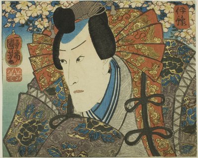 مقاطعة Iyo: Ichikawa Danjuro VIII بدور Minamoto no Yoshitune ، من سلسلة "مقاطعة Iyo: مشاهد حديثة للمقاطعات في Edo Brocades" بواسطة Utagawa Kuniyoshi