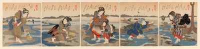 Low Tide at Susaki - A Set of Five (Shiohi goban no uchi) بواسطة Utagawa Kuniyoshi