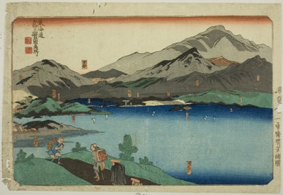 Minakuchi و Ishibe و Kusatsu و Otsu و Kyoto ، من سلسلة "الأماكن الشهيرة على المحطات الثلاثة والخمسين في Tokaido ، خمس محطات (Tokaido gojusan eki goshuku meisho)" بواسطة Utagawa Kuniyoshi