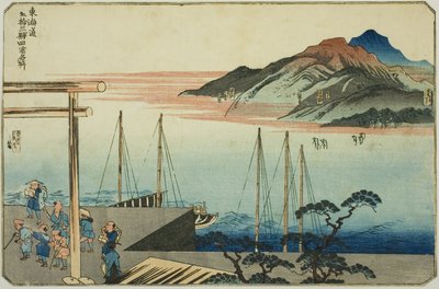 Miya و Kuwana و Yokkaichi و Ishiyakushi ، من سلسلة "الأماكن الشهيرة في المحطات الثلاثة والخمسين في Tokaido ، أربع محطات (Tokaido gojusan eki yonshuku meisho)" بواسطة Utagawa Kuniyoshi