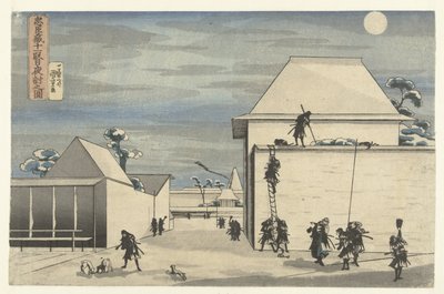 هجوم ليلي في الفصل الحادي عشر من مسرحية تشوشينغورا Chushingura juichidanme youchi no zu (العنوان على الكائن) بواسطة Utagawa Kuniyoshi