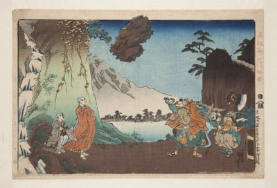 Nichiren والصخرة المرتفعة في جبل كومورو في اليوم الثامن والعشرين من الشهر الخامس من عام 1274 (Bun