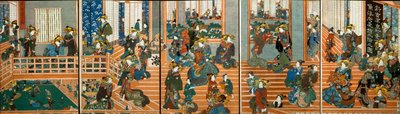 منظر علوي للطابق العلوي من Kado-Ebiya بواسطة Utagawa Kuniyoshi