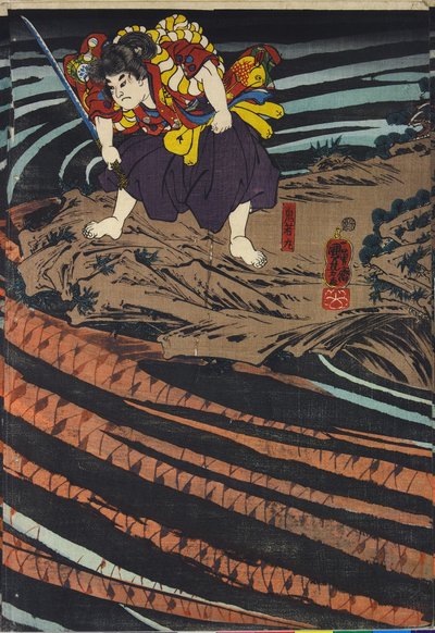 لوحة ثلاثية ، تصور أونيواكا مارو بواسطة Utagawa Kuniyoshi