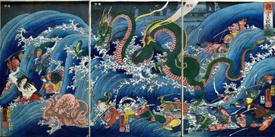 Tamatori-hime سرقة الجوهرة المقدسة من قصر التنين (Ryūgū Tamatori-hime no zu) بواسطة Utagawa Kuniyoshi