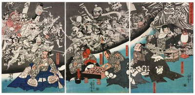 عنكبوت الأرض يولد وحوش في قصر اللورد ميناموتو يوريميتسو ، 1843. بواسطة Utagawa Kuniyoshi