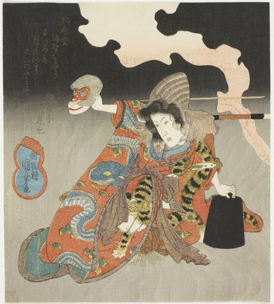 الممثل إيواي هانشيرو السادس في دور نسائي بواسطة Utagawa Kuniyoshi