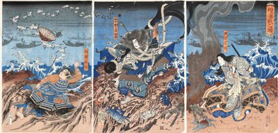 معركة Dan-no-ura Dannoura sen no zu، ca 1844. بواسطة Utagawa Kuniyoshi