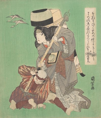 مشهد مسرحي ، منتصف القرن التاسع عشر. بواسطة Utagawa Kuniyoshi