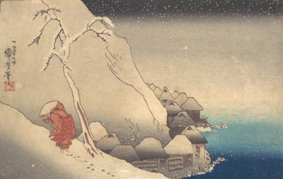 السفر في عاصفة ثلجية ، كاليفورنيا. 1830. بواسطة Utagawa Kuniyoshi