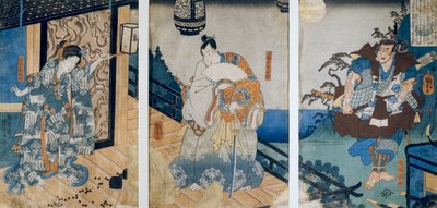 لوحة ثلاثية مع مغامرات Coxinga / Watonai بواسطة Hachiman Taro Yoshiie ، بواسطة Utagawa Kuniyoshi بواسطة Utagawa Kuniyoshi
